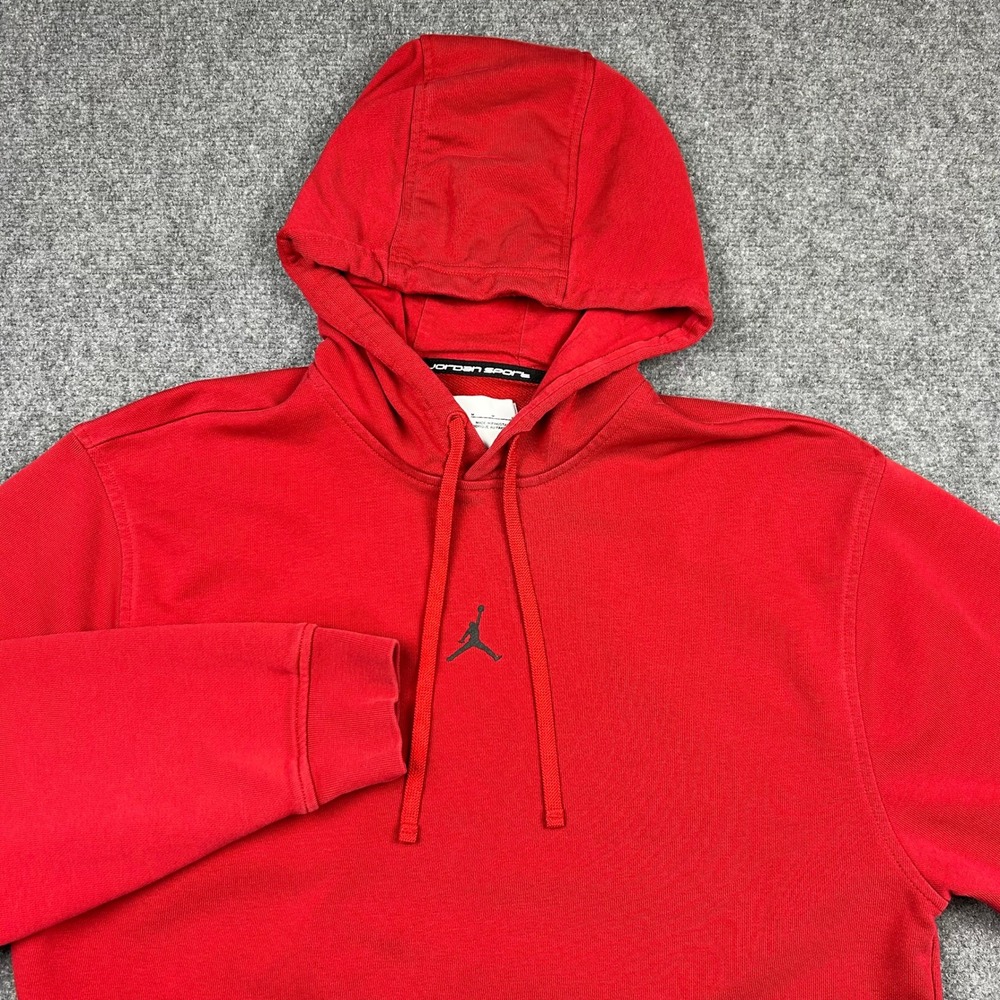 Jordan Sport Crossover Hoodie Mens M Red Dri-FIT Jumpman Pullover Cotton Blend